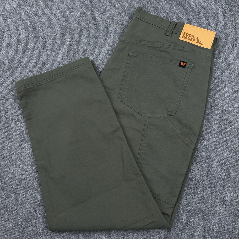 Eddie Bauer Canvas Utility Pant‎ Men's 38x29 Green Stretch Straight Workwear